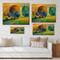 Designart - Colourful Ornamental Trees III - Modern Print on Natural Pine Wood
